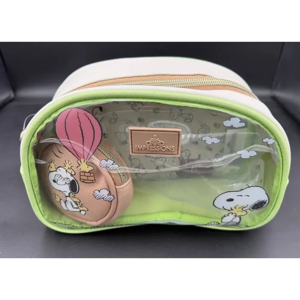 NWT Snoopy Peanuts (3) Piece Make-Up Cosmetics Bag Travel Set by Impressions